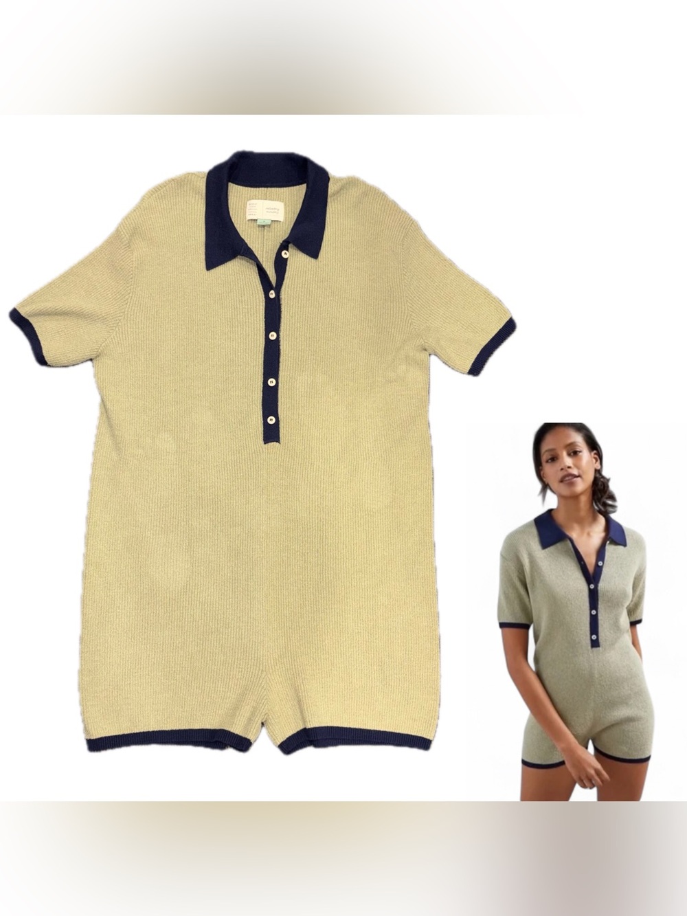 Anthropologie Saturday Sunday Ribbed Knit Polo Romper!